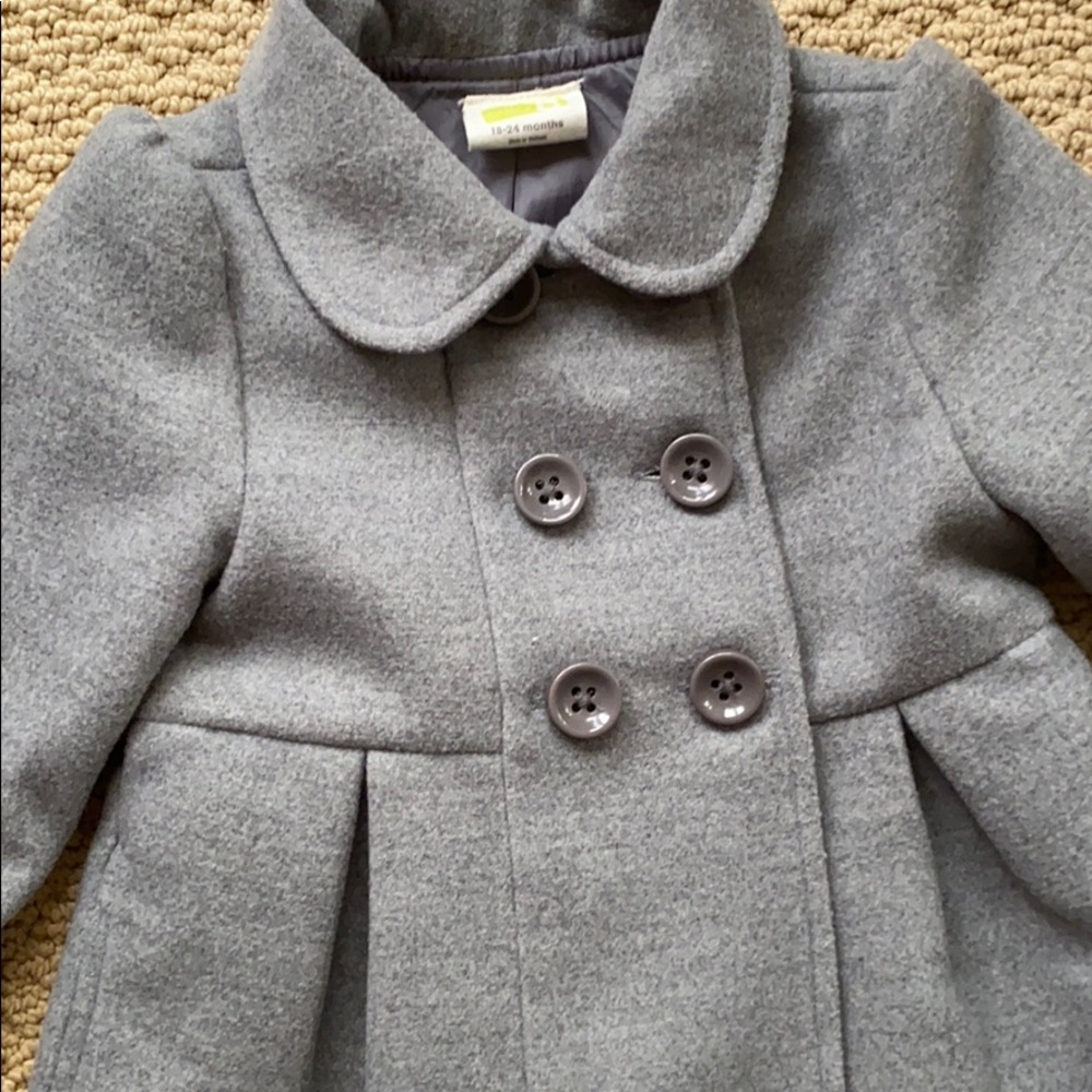 Gray dressy pea coat for toddler - Picture 3 of 8